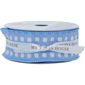 My Texas House Blue White Gingham Ribbon 18ft Americana Decor